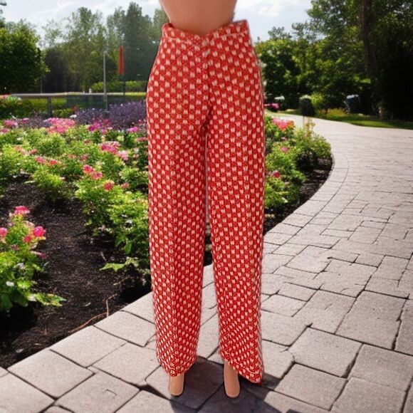 Vintage 70s Barbie Clone Doll Pants Trousers Red White Polka Dot Polyester Flare - Picture 11 of 15